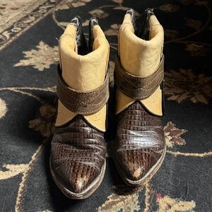 Brown and Tan Ankle Boots